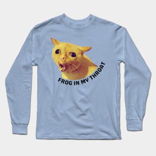 Frog In My Throat Cat Coughing Meme Design Long Sleeve T-Shirt